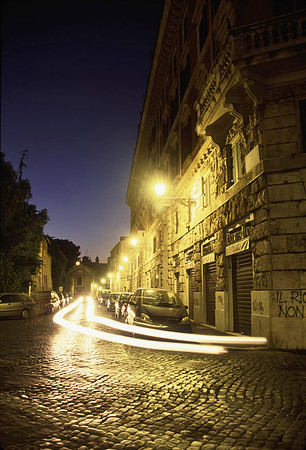 Cobblestone street, Rome, Italy